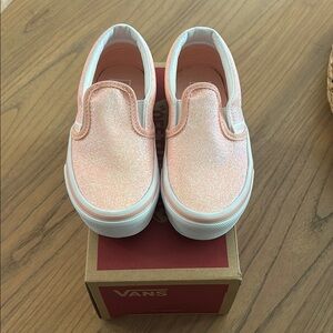 Vans Kids Pink Glitter Slip-On Sneakers